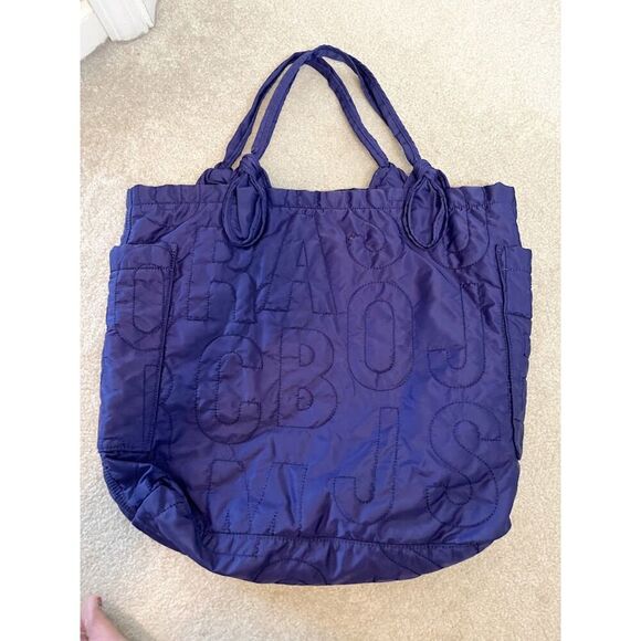 Marc Jacobs Nylon Quilted Lined Allover Logo Letter Shopper Tote Purse - Picture 5 of 15